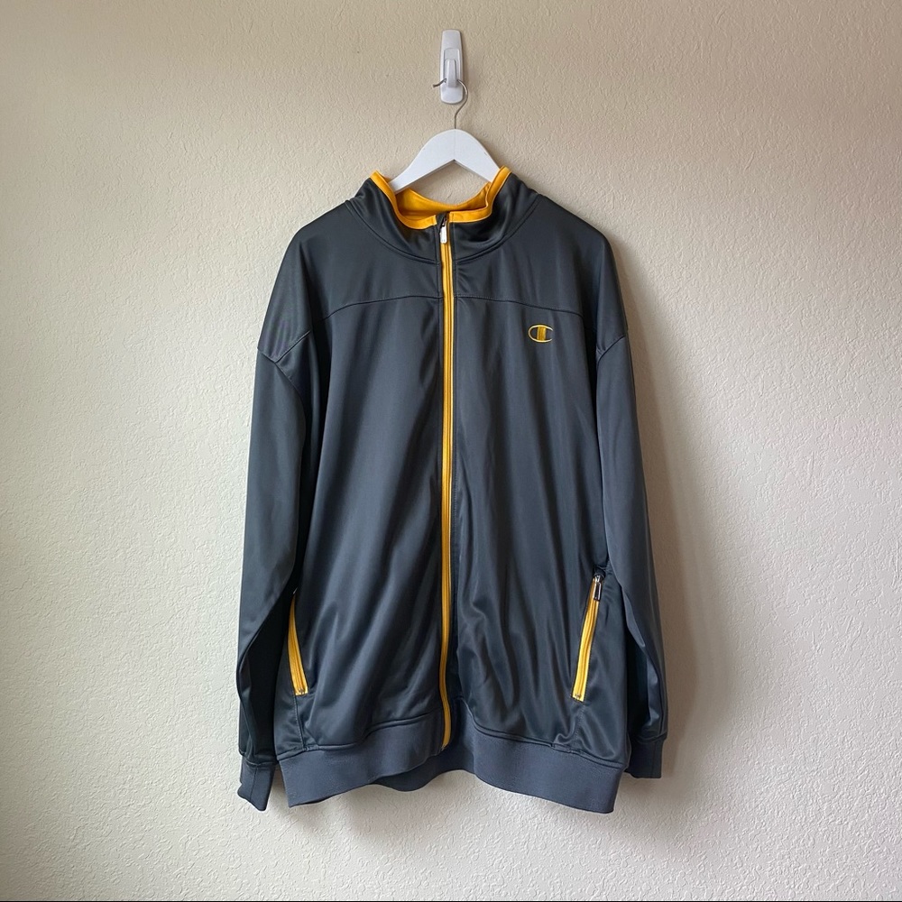 Men’s Champion Grey and Yellow Full Zip Jacket